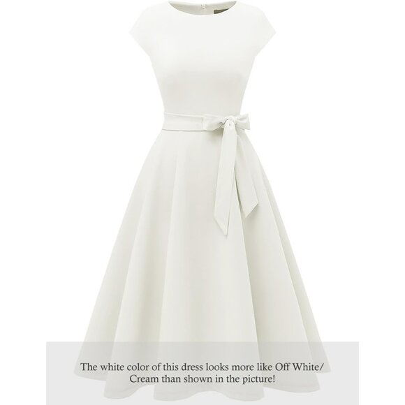 Dresstells Women's White Modest Vintage Cocktail Formal Party Evening Dresses - Picture 2 of 7
